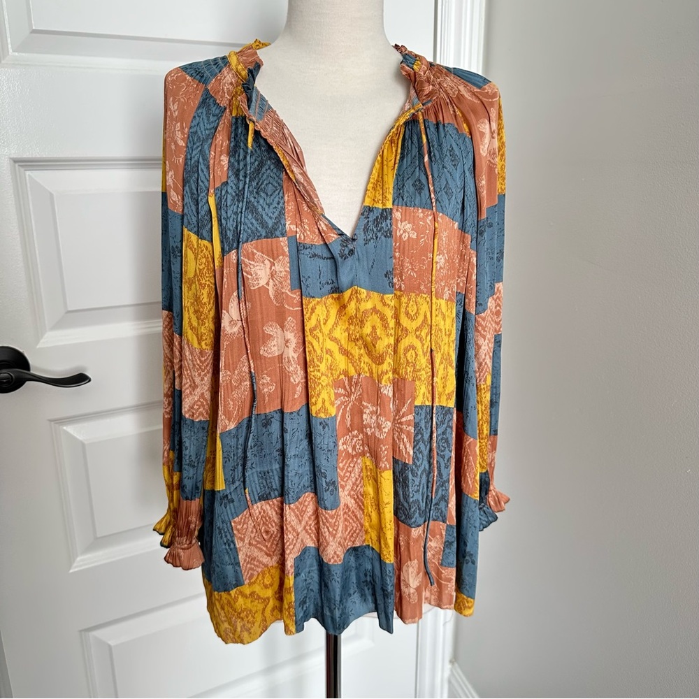 Current Air Women's Colorful Patchwork Blouse - image 2
